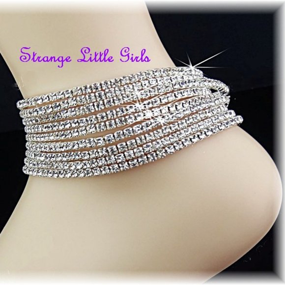 One Row Rhinestone Stretch Anklet - Picture 1 of 2